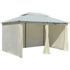 Havetelt med gardiner 4x3 m hvid - Havepavillon - Havepavilloner - Home & Living