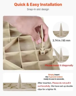 Havetrædesten - Trinsten - Sæt med 4 - 39,5 x 39,5 cm - Vejrbestandig plast - Med jordspyd - Til gangsti i have/terrasse - Beige