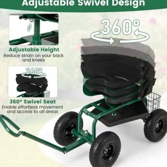 Havetrillebør Scooter, 35,5x24x23,5-27cm, Rød, Sort