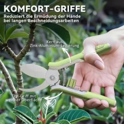Haveværktøjssæt, 2 dele, rustfrit stål: beskæresaks + grensaks, grøn/sølv