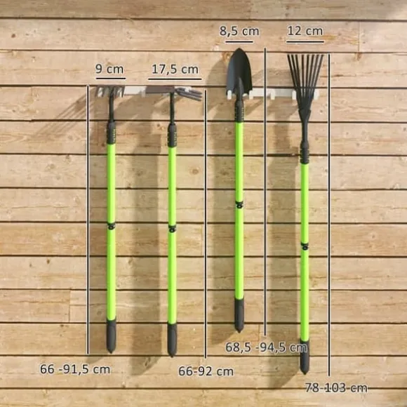 Haveværktøjssæt, 4 dele: spade, hakke, rive, bladrive – gave til hende & ham