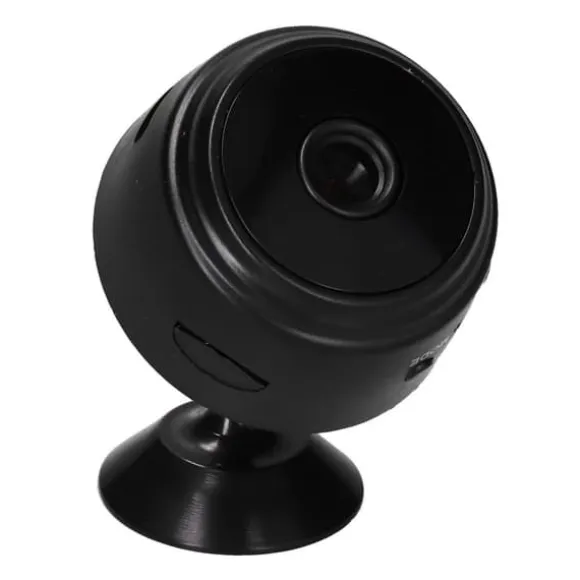 HD 1080P trådløst WiFi-webcam til mobiltelefon og tablet - genopladeligt og med fjernbetjening - Noir