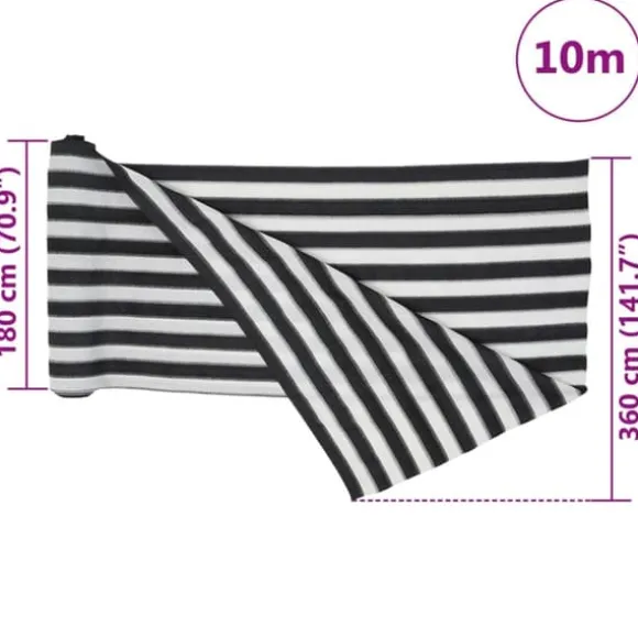 HDPE afskærmning 3,6x10 m - Privatlivsmaskering | Farve: Antracitgrå/Hvid | 75 g/m²