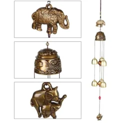 Held og lykke Feng Shui farvede elefant vindklokker - kinesisk boligindretning