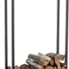 Hetta Black Metal Firewood Rack with Wheels - 25x40x150 cm