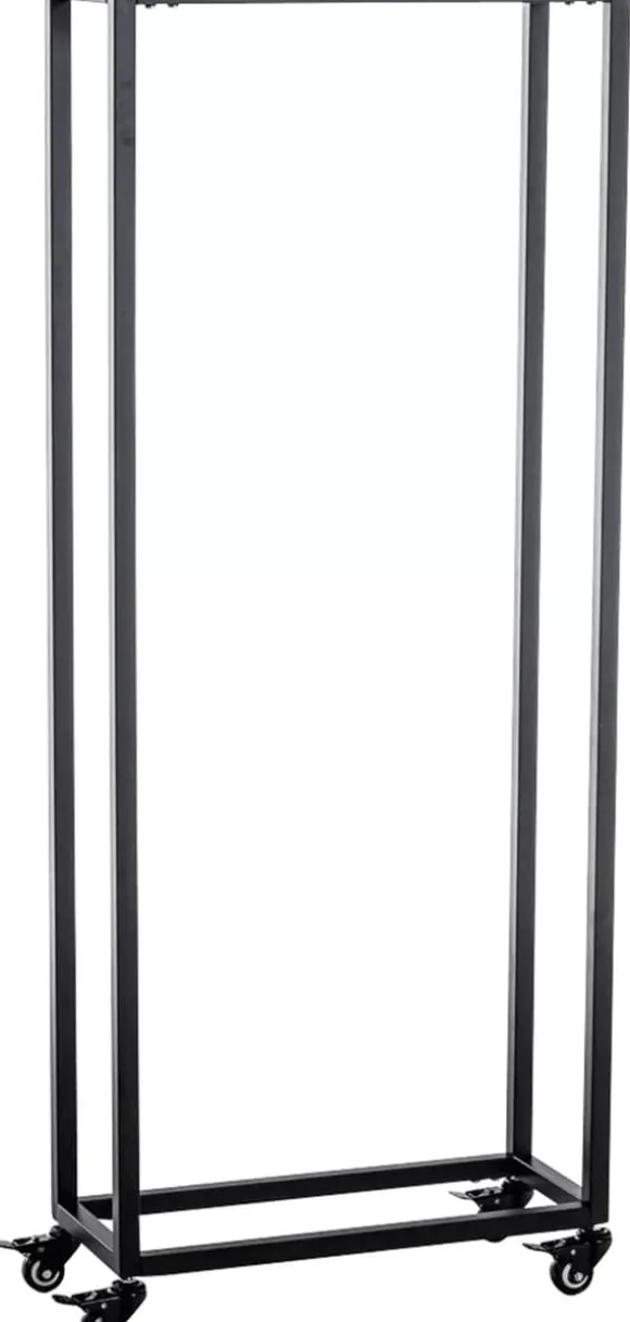 Hetta Black Metal Firewood Rack with Wheels - 25x40x150 cm