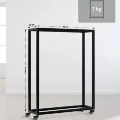 Hilta Metal Firewood Log Holder Stand with Wheels, Black, 25x80x100 cm