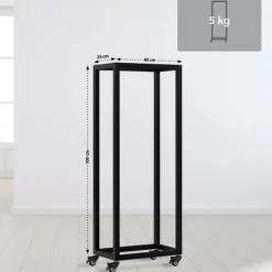 Hilta Metal Log Holder with Wheels, Black, 25x40x100 cm