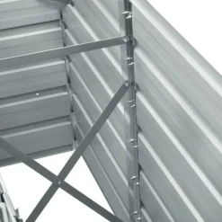 Høj plantekasse i galvaniseret stål - Ideel til planter | Størrelse: 240x40x77 cm | Farve: Grå