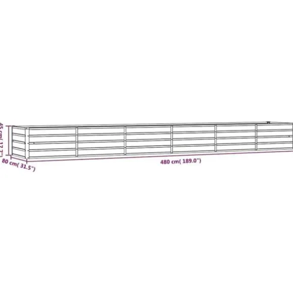 Højbed i cortenstål - Dybt og robust design | Størrelse: 480x80x45 cm | Farve: Rustfarvet
