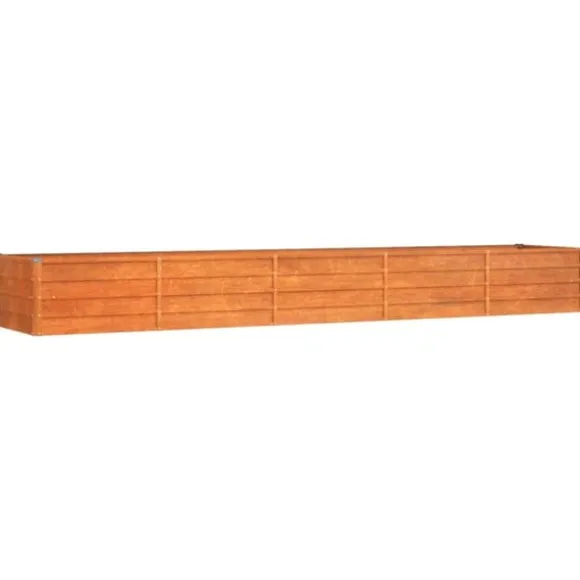 Højbed i cortenstål - Holdbart og rustfarvet design | Størrelse: 400x80x45 cm