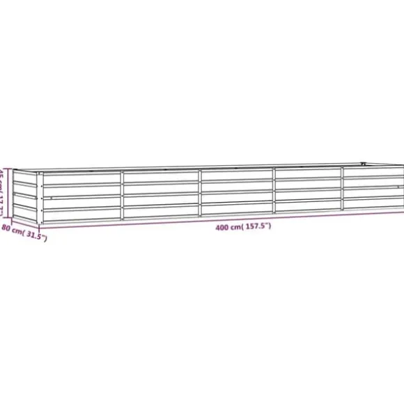 Højbed i cortenstål - Holdbart og rustfarvet design | Størrelse: 400x80x45 cm