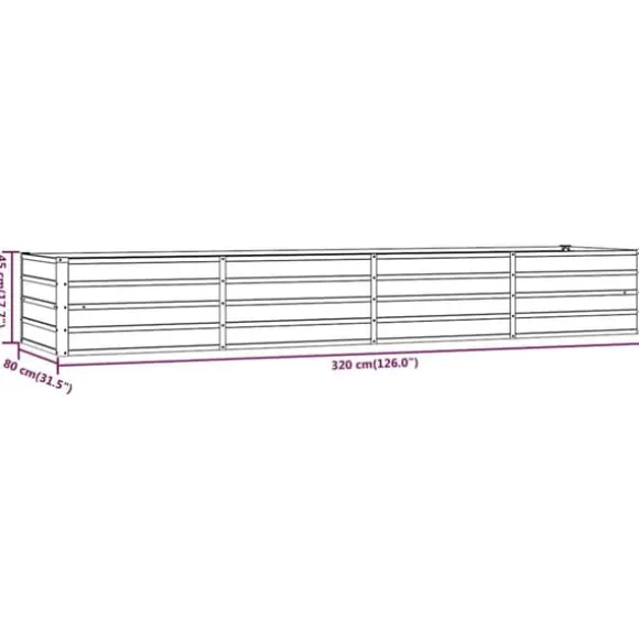 Højbed i cortenstål - Holdbart og rustikt design | Størrelse: 320x80x45 cm | Farve: Rustfarvet