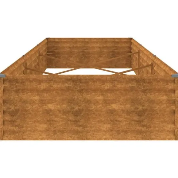 Højbed i cortenstål - Holdbart havebed | Størrelse: 291x100x36 cm | Farve: Brun