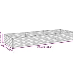 Højbed i cortenstål - Holdbart havebed | Størrelse: 291x100x36 cm | Farve: Brun