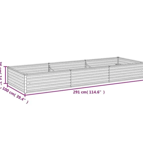Højbed i cortenstål - Holdbart havebed | Størrelse: 291x100x36 cm | Farve: Brun