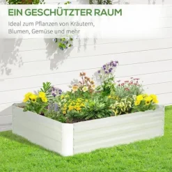 Højbed i galvaniseret stål 120x90x30 cm, sølv – til blomster & grøntsager