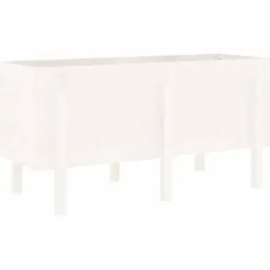 Højbed i massivt fyrretræ - Plantekasse til have og balkon | Størrelse: 121x50x57 cm | Farve: Hvid