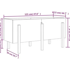 Højbed i massivt fyrretræ - Plantekasse til have og balkon | Størrelse: 121x50x57 cm | Farve: Hvid