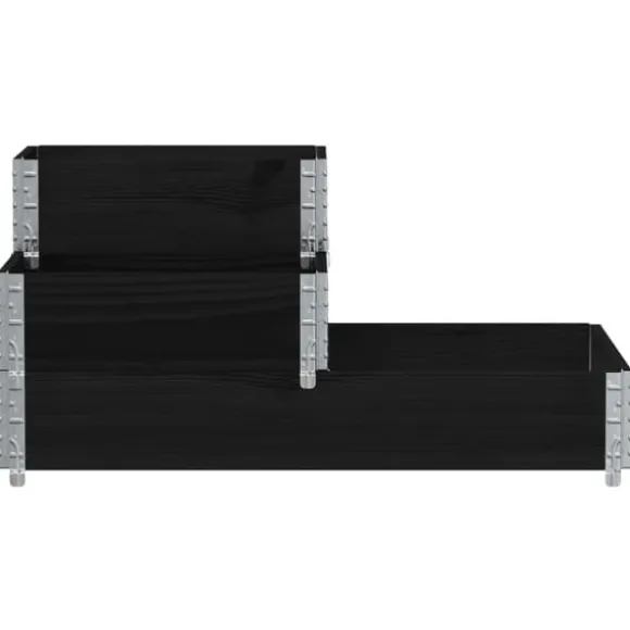 Højbed i massivt fyrretræ - 3 niveauer | Størrelse: 120x80 cm | Farve: Sort