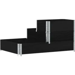 Højbed i massivt fyrretræ - 3 niveauer | Størrelse: 120x80 cm | Farve: Sort