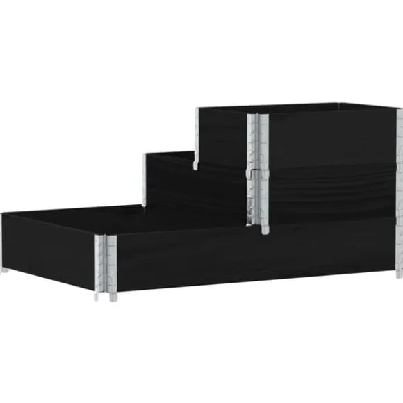 Højbed i massivt fyrretræ - 3 niveauer | Størrelse: 120x80 cm | Farve: Sort
