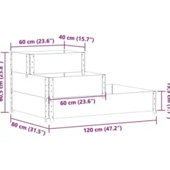 Højbed i massivt fyrretræ - 3 niveauer | Størrelse: 120x80 cm | Farve: Sort