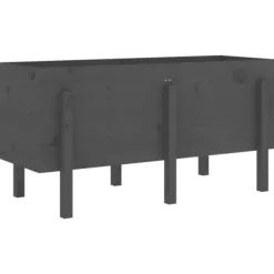 Højbed i massivt fyrretræ - Dekorativ plantekasse | Størrelse: 121x50x57 cm | Farve: Grå