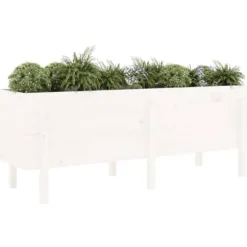 Højbed i massivt fyrretræ - Plantekasse til haven | Mål: 160x50x57 cm | Farve: Hvid