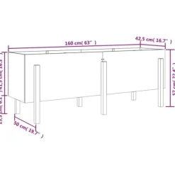 Højbed i massivt fyrretræ - Plantekasse til haven | Mål: 160x50x57 cm | Farve: Hvid