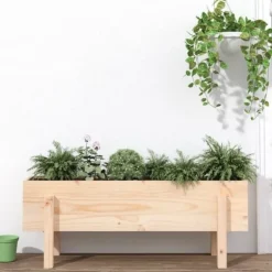 Højbed i massivt fyrretræ - Dybde 101x30x38 cm | Farve: Naturlig træfarve