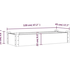 Højbed i massivt fyrretræ med foring - Plantekasse | Størrelse: 120x45x25 cm | Farve: Grå