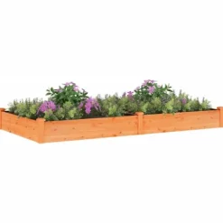 Højbed i massivt fyrretræ med foring - Plantekasse | Størrelse: 240x120x25 cm | Farve: Brun