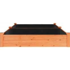 Højbed i massivt fyrretræ med foring - Plantekasse | Størrelse: 240x120x25 cm | Farve: Brun