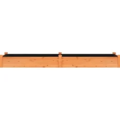 Højbed i massivt fyrretræ med foring - Plantekasse | Farve: Brun | Størrelse: 240x60x25 cm