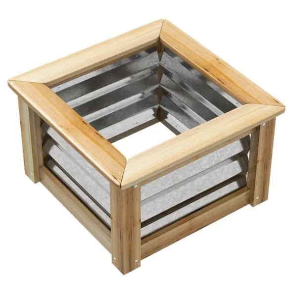Højbed i metal med træramme 45x45x30 cm – have & altan