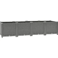 Højbed i polypropylen 160x40x38 cm - Slidstærkt rattanlook | Farve: Grå | Størrelse: 160x40x38 cm