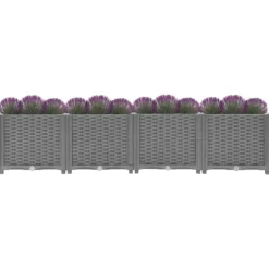 Højbed i polypropylen 160x40x38 cm - Slidstærkt rattanlook | Farve: Grå | Størrelse: 160x40x38 cm