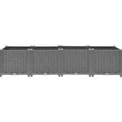 Højbed i polypropylen 160x40x38 cm - Slidstærkt rattanlook | Farve: Grå | Størrelse: 160x40x38 cm
