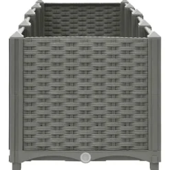 Højbed i polypropylen 160x40x38 cm - Slidstærkt rattanlook | Farve: Grå | Størrelse: 160x40x38 cm