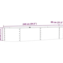 Højbed i stål - Moderne hævet plantekasse | Størrelse: 240x80x44 cm | Farve: Grøn