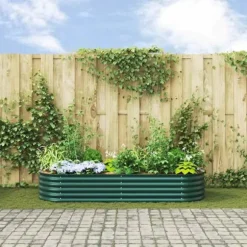 Højbed i stål - Moderne hævet plantekasse | Størrelse: 240x80x44 cm | Farve: Grøn