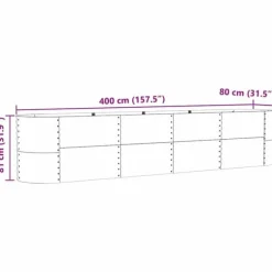 Højbed i stål - Moderne plantekasse til haven | Størrelse: 400 x 80 x 81 cm | Farve: Brun