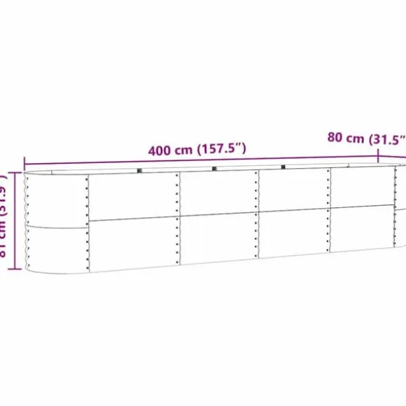 Højbed i stål - Moderne plantekasse til haven | Størrelse: 400 x 80 x 81 cm | Farve: Brun