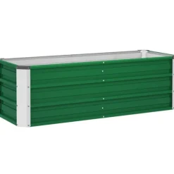 Højbed i stål 125x47x40 cm, grøn – plantekasse med handsker til grøntsager & blomster