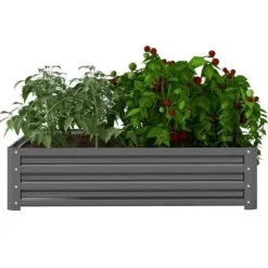 Højbed i stål 120x120x30 cm, lysegrå – have/terrasse/altan