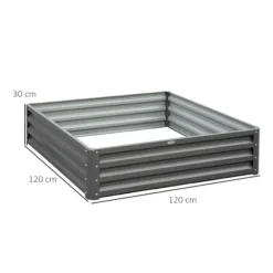 Højbed i stål 120x120x30 cm, lysegrå – have/terrasse/altan