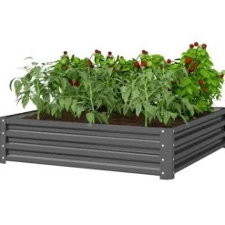 Højbed i stål 120x120x30 cm, lysegrå – have/terrasse/altan