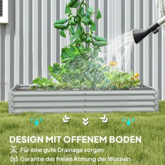 Højbed i stål 180x90x30 cm med beskyttelseskant, vejrbestandig – altan/have