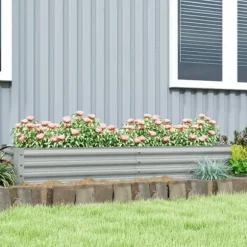 Højbed i stål 180x90x30 cm med beskyttelseskant, vejrbestandig – altan/have